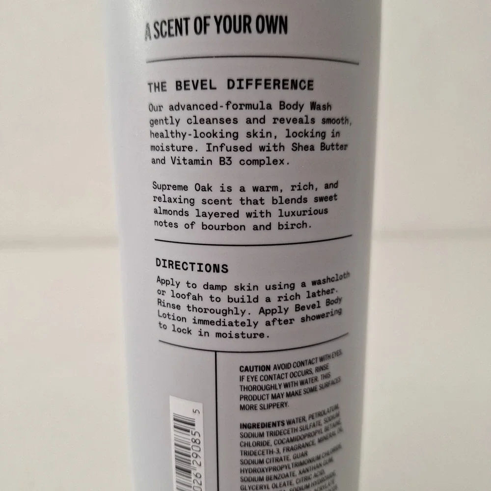 BEVEL Moisturizing Body Wash for Men *SUPREME OAK* Shea‎ Butter 16 fl oz.